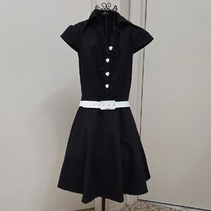 Retro Inspired Black Dress - Small